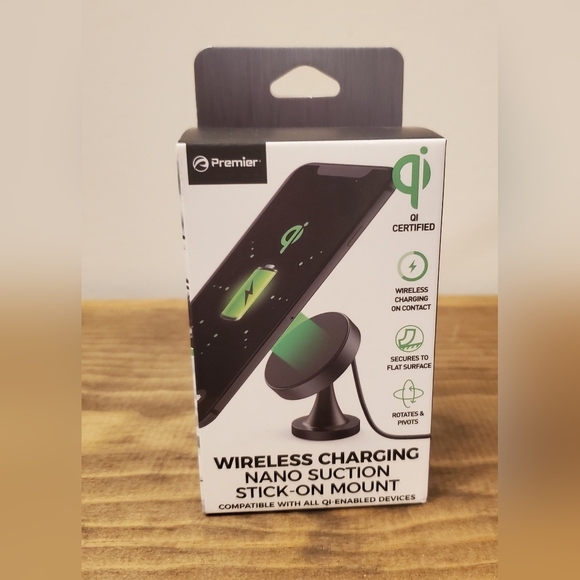 Wireless Charger & Magnetic Suction Cell Phone Mount - Black - Picture 2 of 12